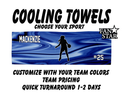 Basketball Cooling Towel with Waves Background