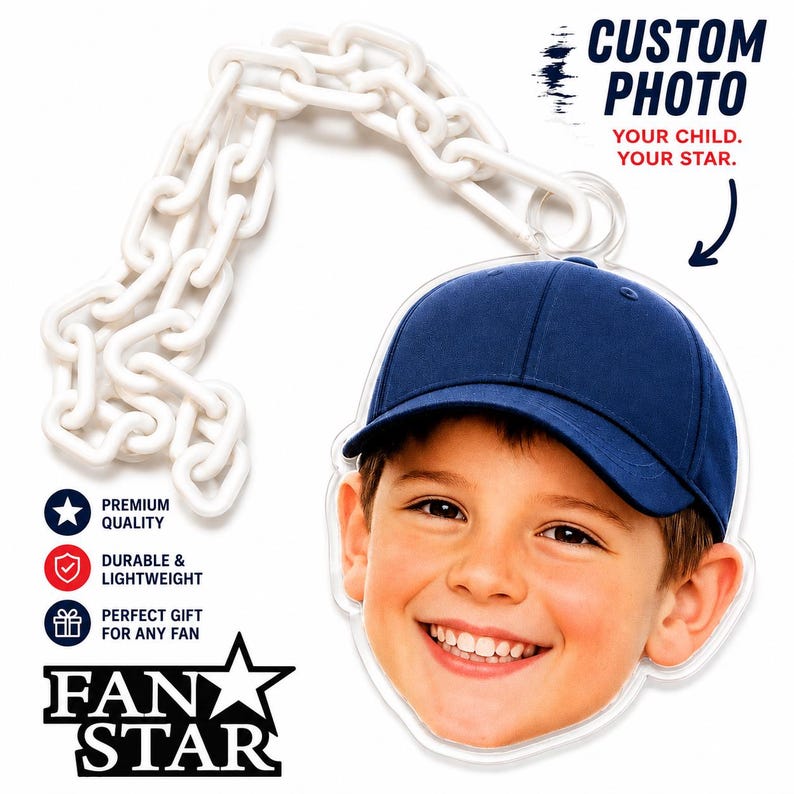 Fan Star custom face photo hype chain with white chain