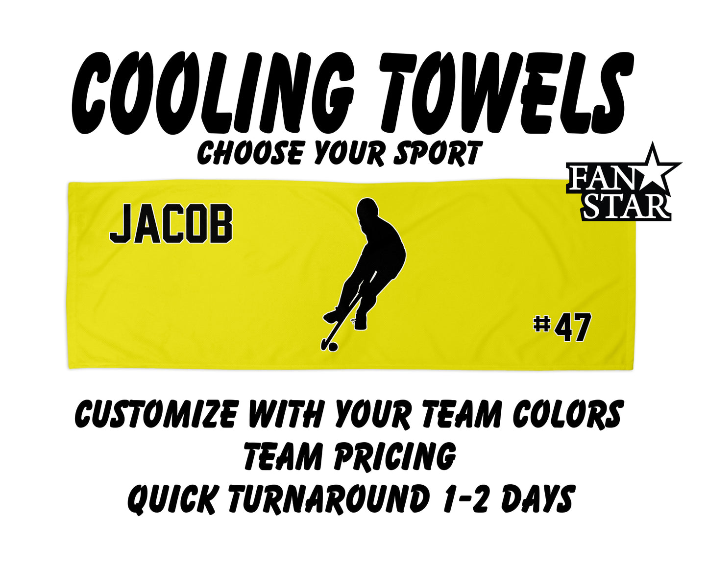 Field Hockey Cooling Towel with Solid Color Background