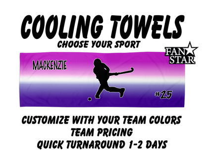 Field Hockey Cooling Towel with Ombre Background