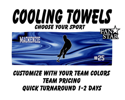 Field Hockey Cooling Towel with Waves Background