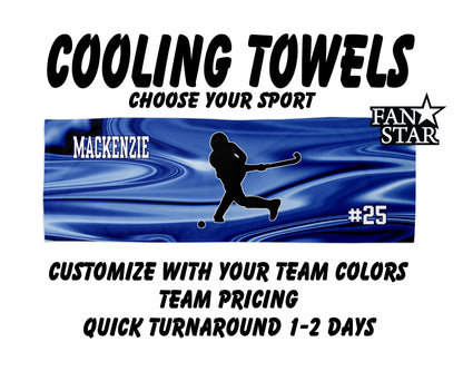 Field Hockey Cooling Towel with Waves Background