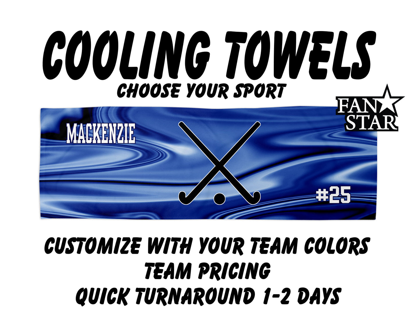 Field Hockey Cooling Towel with Waves Background