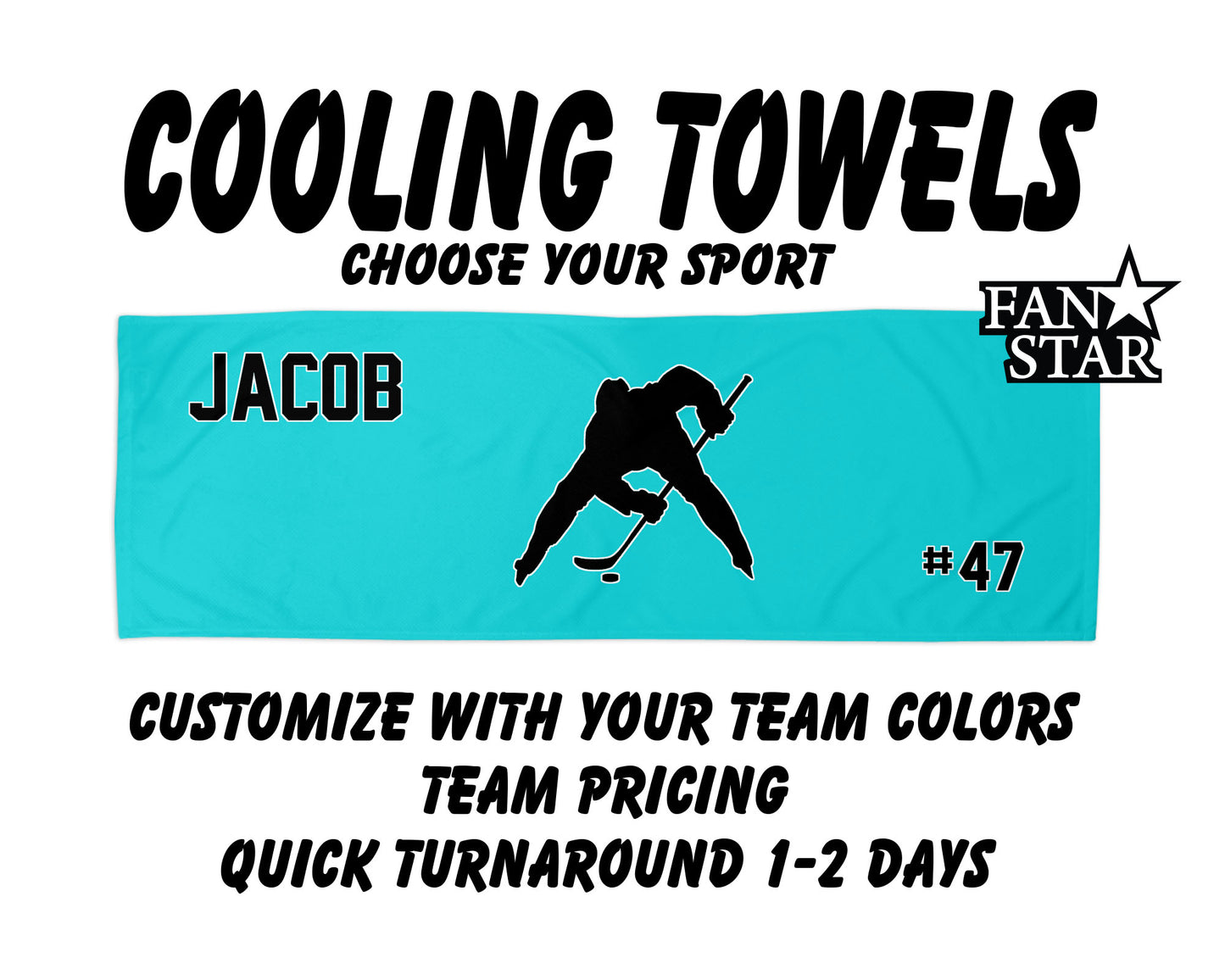 Hockey Cooling Towel with Solid Color Background