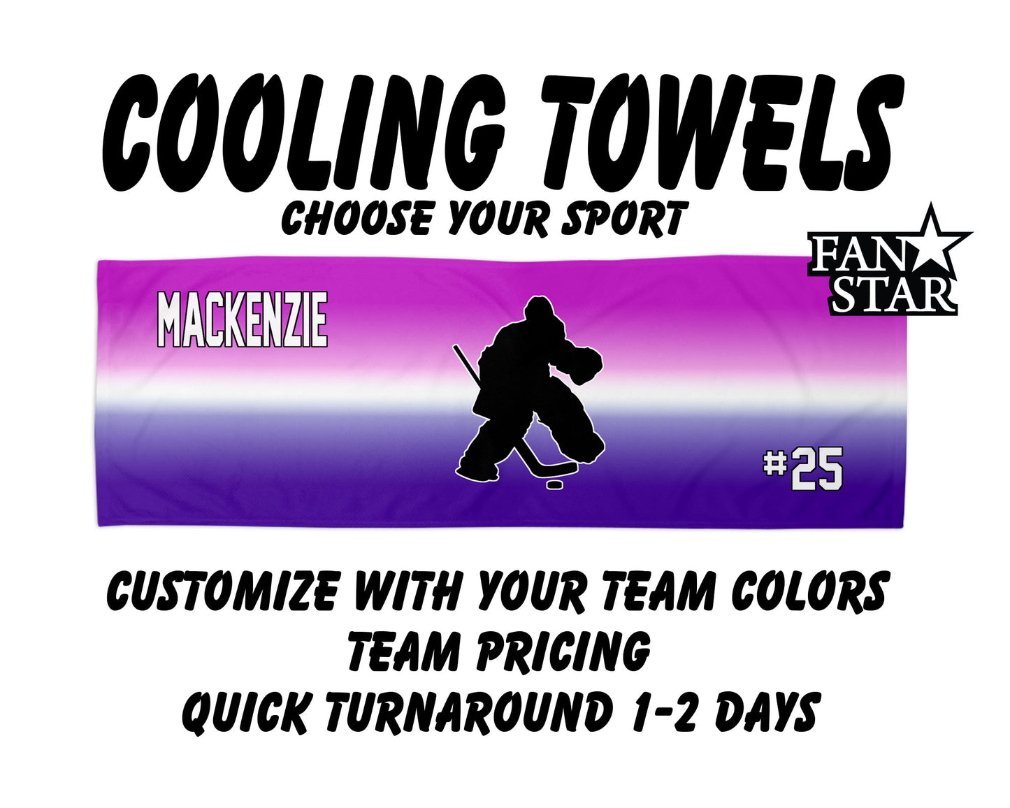 Hockey Cooling Towel with Ombre Background