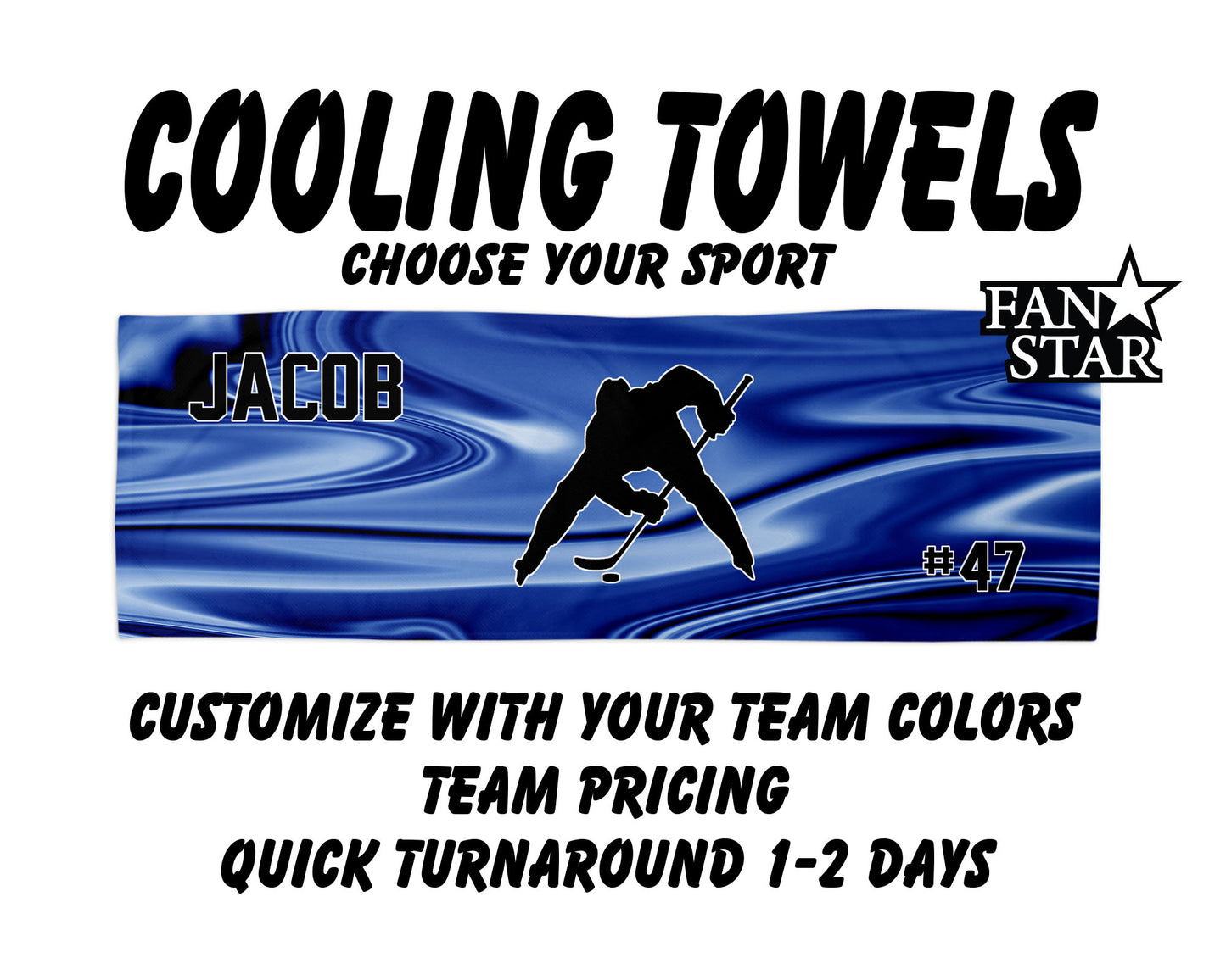 Hockey Cooling Towel with Waves Background