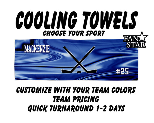 Hockey Cooling Towel with Waves Background