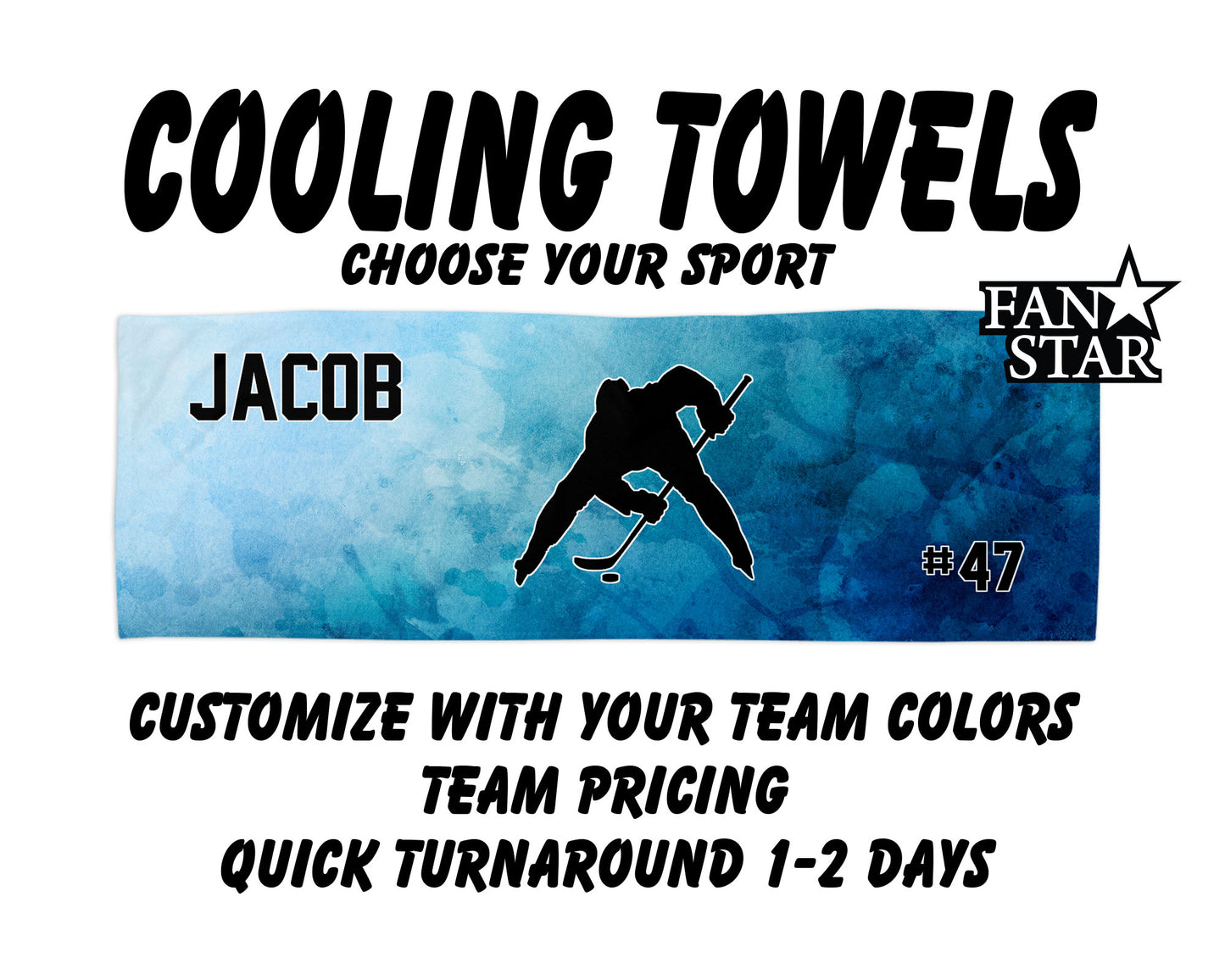 Hockey Cooling Towel with Watercolor Background