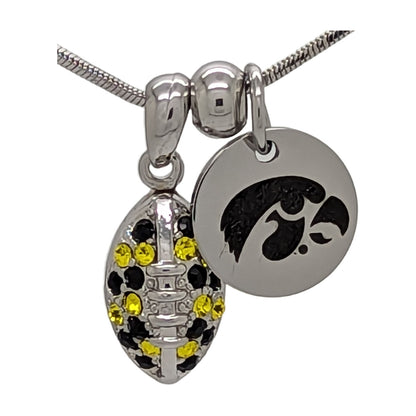 Football Necklace & Earring Set Mini - Iowa