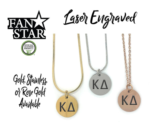 Kappa Delta Engraved Circle Necklace Pendant