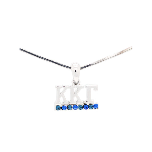Kappa Kappa Gamma Crystal Pendant Necklace - Light Blue/Dark Blue