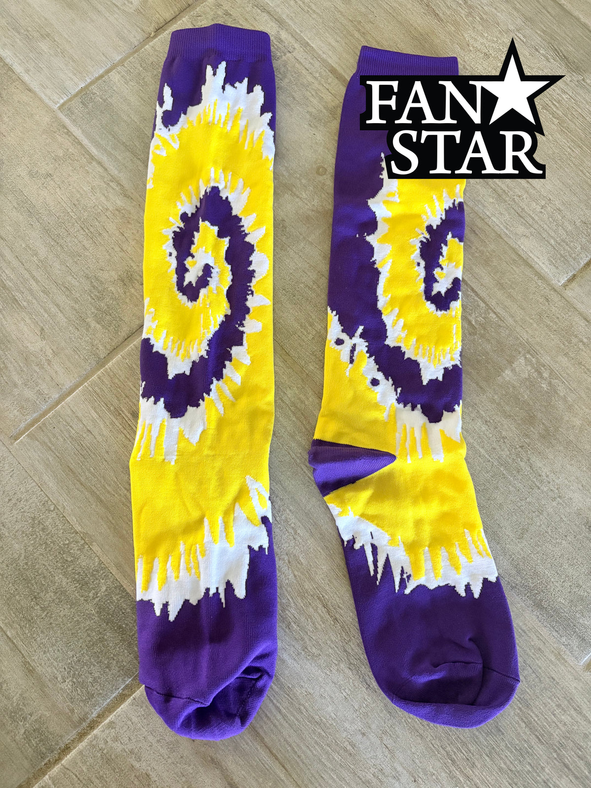 Purple & Gold Tie Dye Woven Knee-High Socks Fits Sizes 4-11