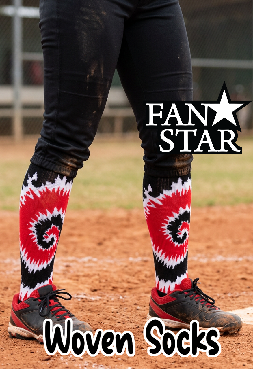 Red, White & Black Tie Dye Woven Knee-High Socks Fits Sizes 4-11