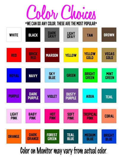 Personalized senior sign font color chart