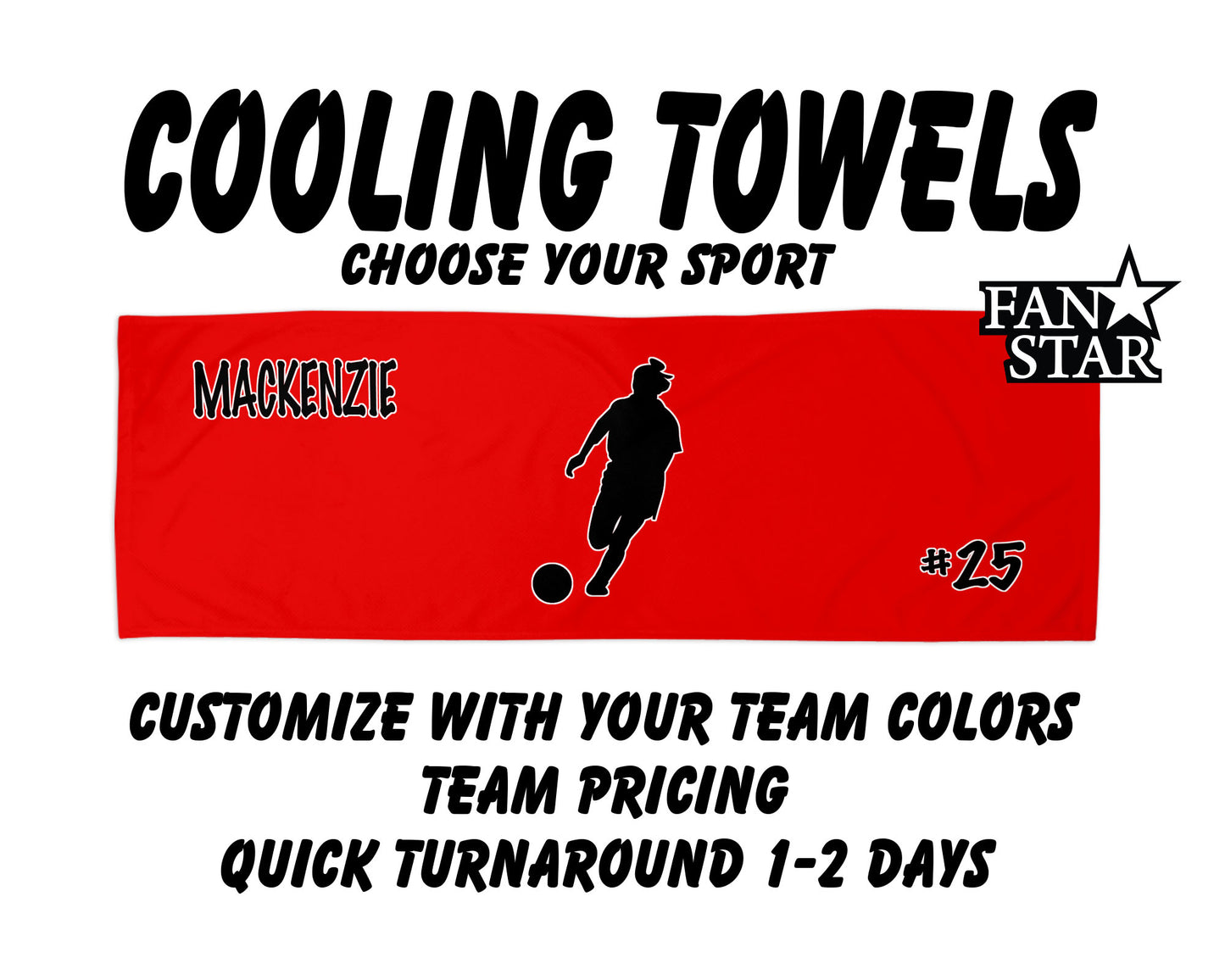 Soccer Cooling Towel with Solid Color Background