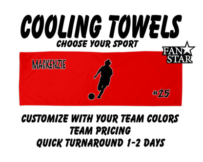 Soccer Cooling Towel with Solid Color Background