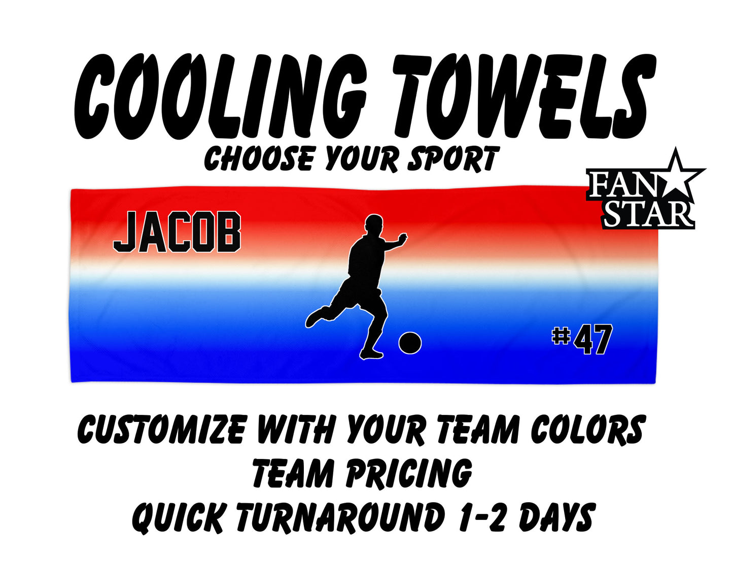 Soccer Cooling Towel with Ombre Background