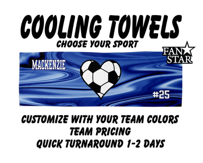 Soccer Cooling Towel with Waves Background