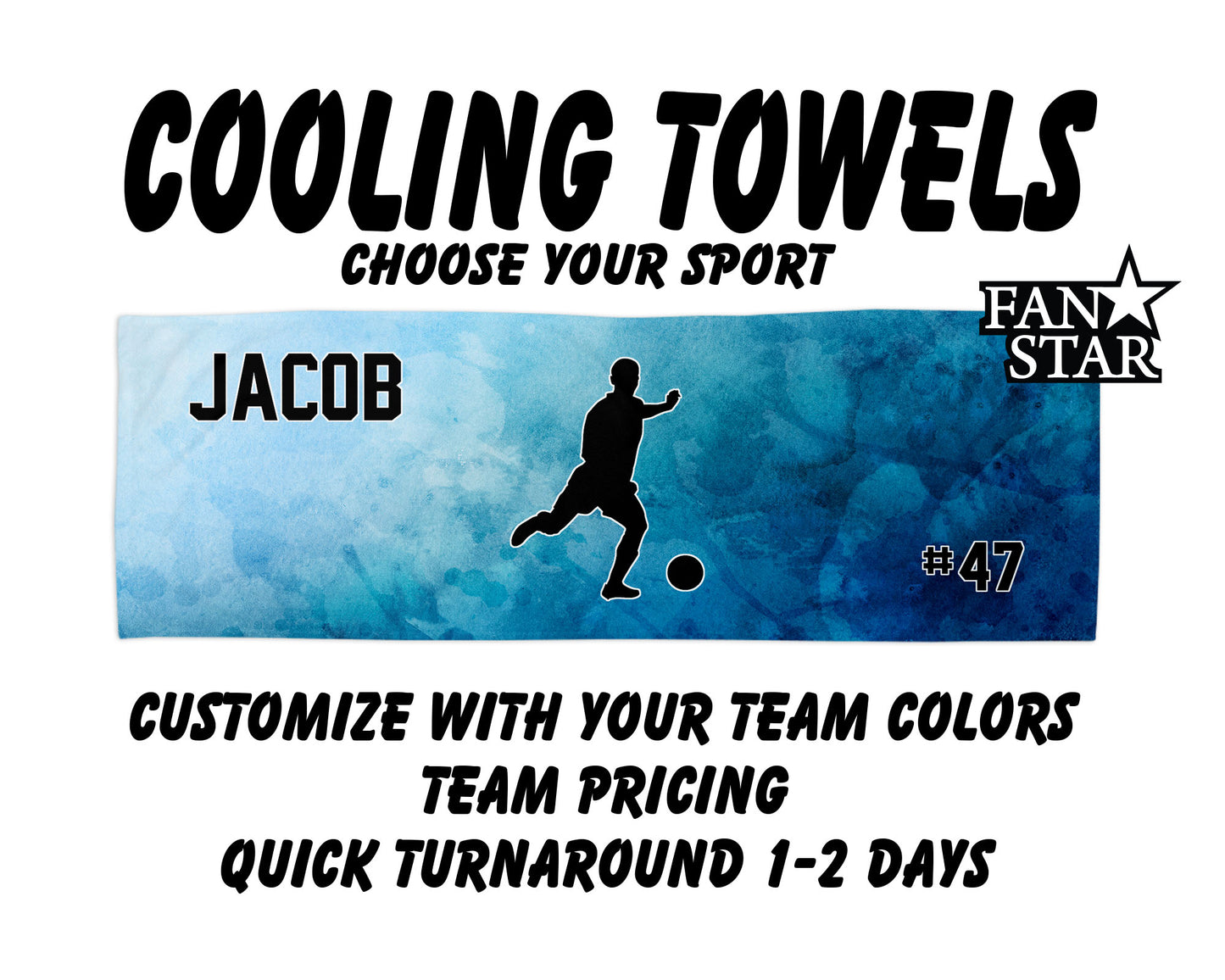 Soccer Cooling Towel with Watercolor Background