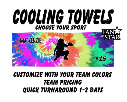 Softball Cooling Towel with Tie Dye Background