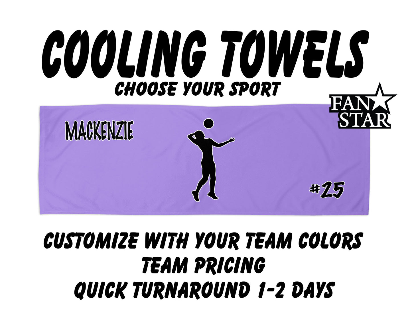 Volleyball Cooling Towel with Solid Color Background