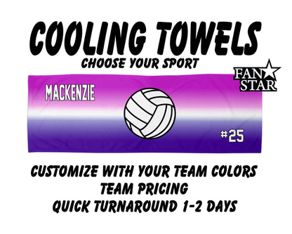 Volleyball Cooling Towel with Ombre Background