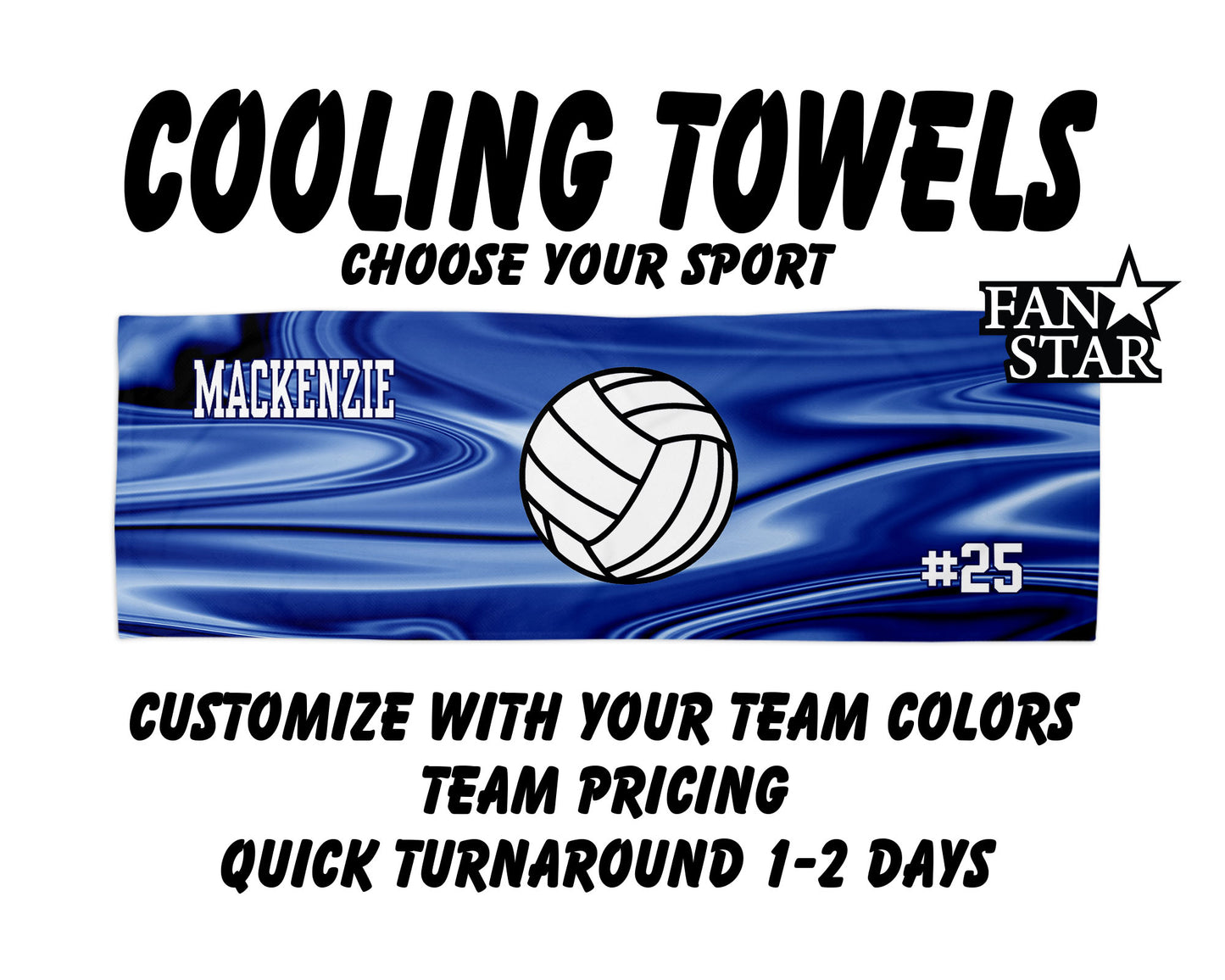 Volleyball Cooling Towel with Waves Background