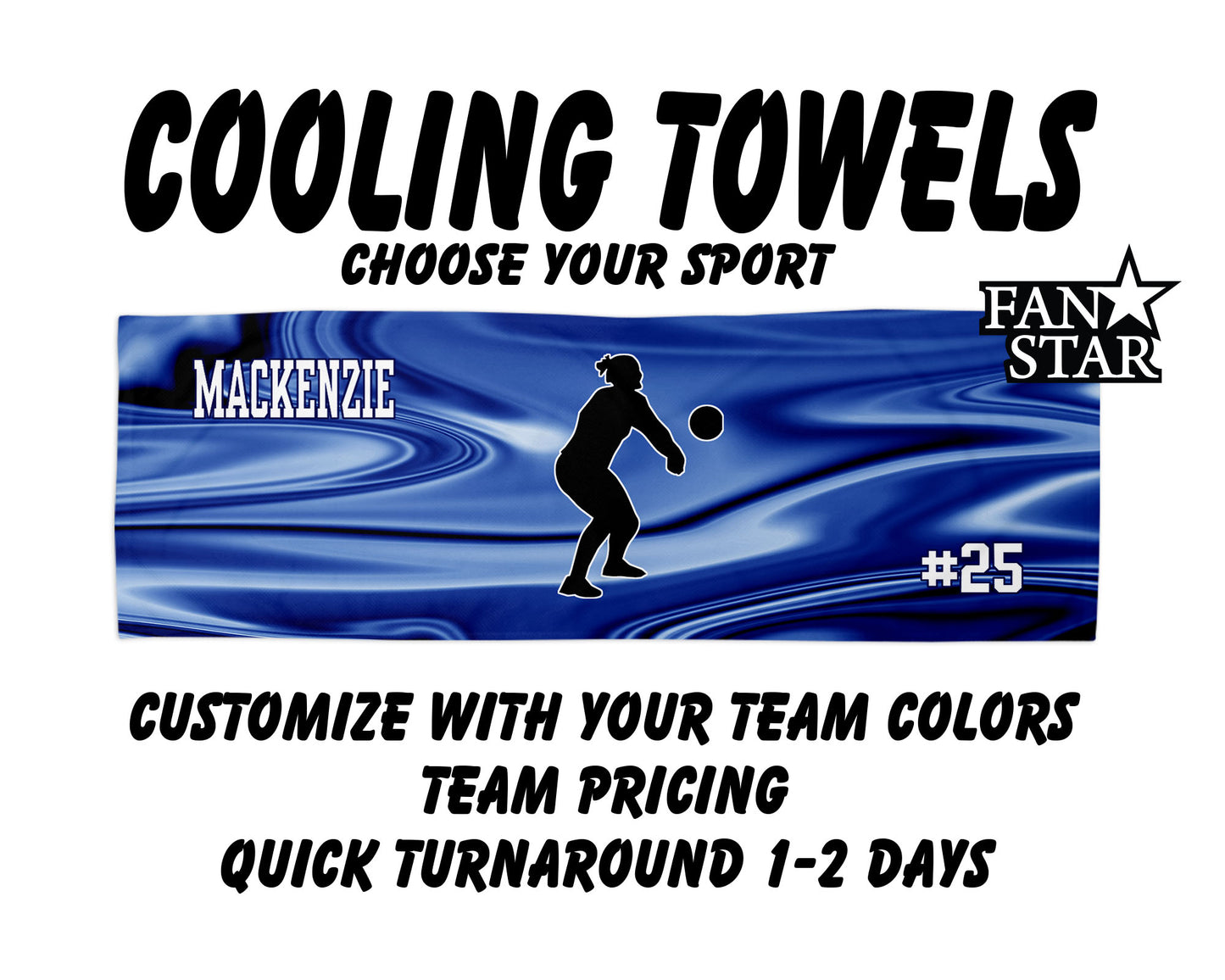Volleyball Cooling Towel with Waves Background