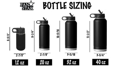 Engraved Baseball Stainless Steel Water Bottle, Choose Your Customizations
