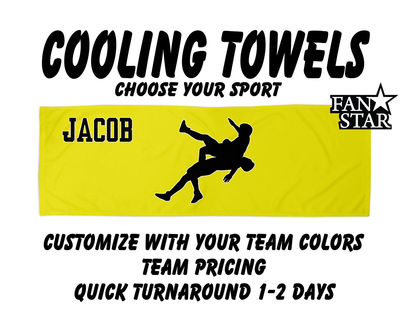 Wrestling Cooling Towel with Solid Color Background