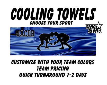 Wrestling Cooling Towel with Waves Background