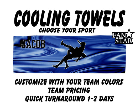 Wrestling Cooling Towel with Waves Background