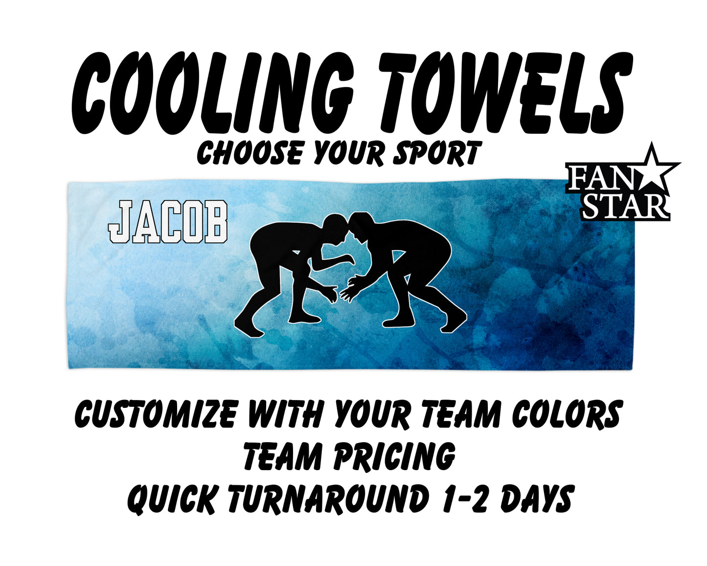 Wrestling Cooling Towel with Watercolor Background