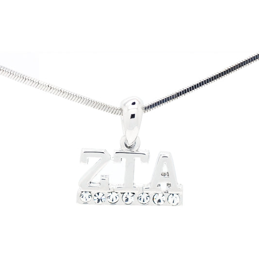 Zeta Tau Alpha Crystal Pendant Necklace - Clear