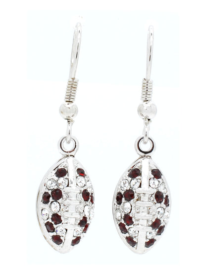 Football Earrings - Crimson/Crystal