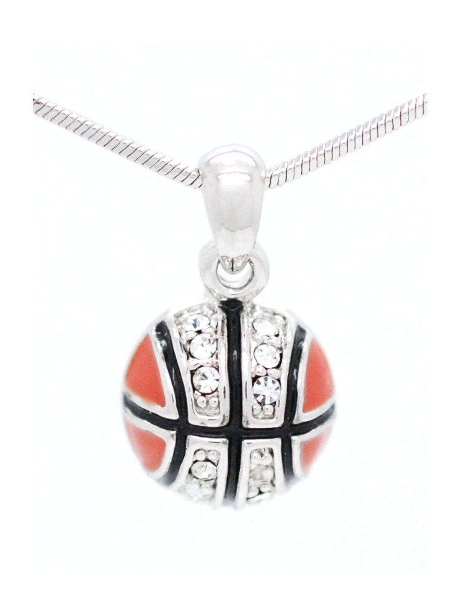 Enamel Basketball Necklace with Crystals - MINI Half Ball