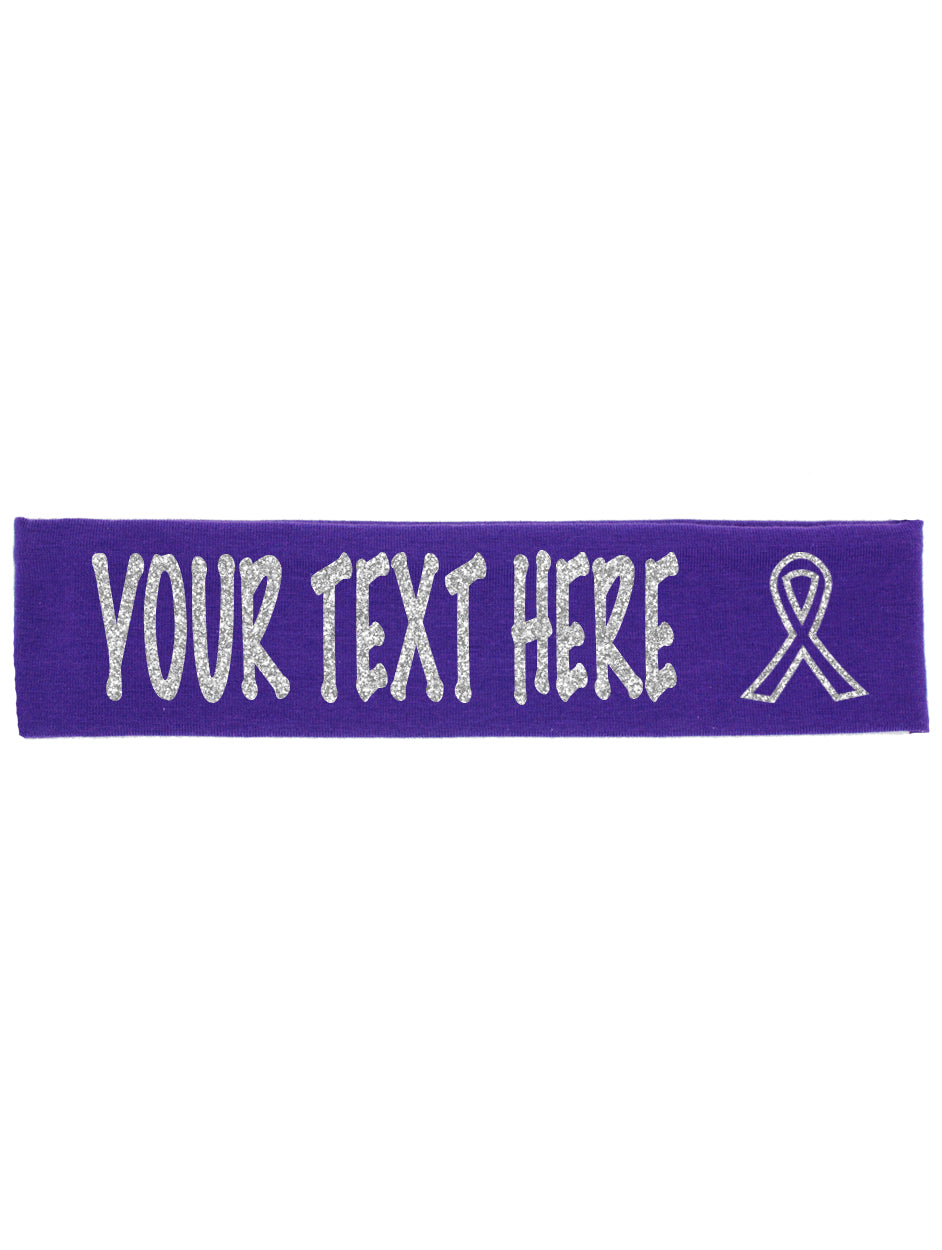Cancer Awareness Ribbon Headband (Cotton/Lycra) - Sparkle Letters!