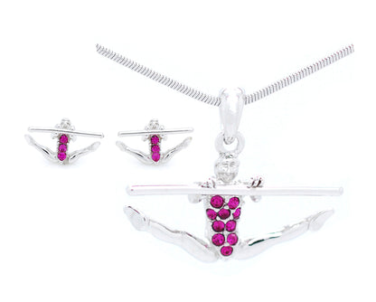 Gymnast Necklace & POST Earring Set - Uneven Bars