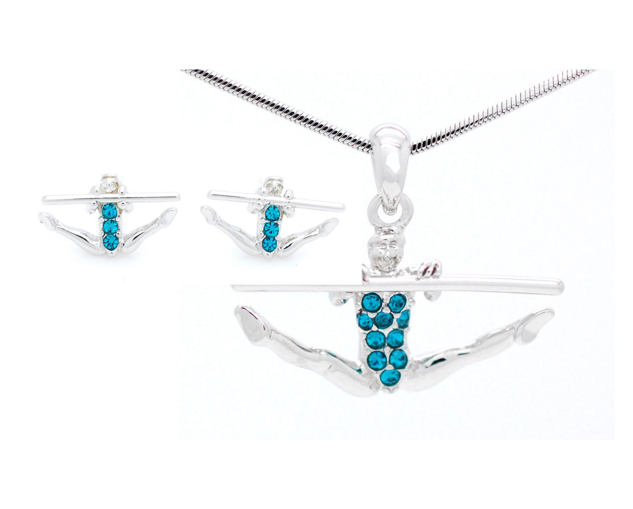 Gymnast Necklace & POST Earring Set - Uneven Bars