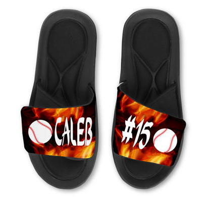 Baseball Flames Slides - Customize with Your Name