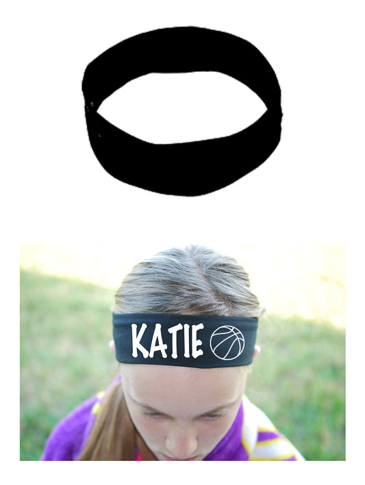 Custom BASKETBALL Cotton Headband - Flat (Non Sparkle) Letters!