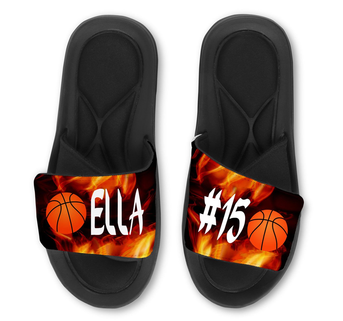 Basketball Flames Slides Personalized with Your Name, Number, and Image
