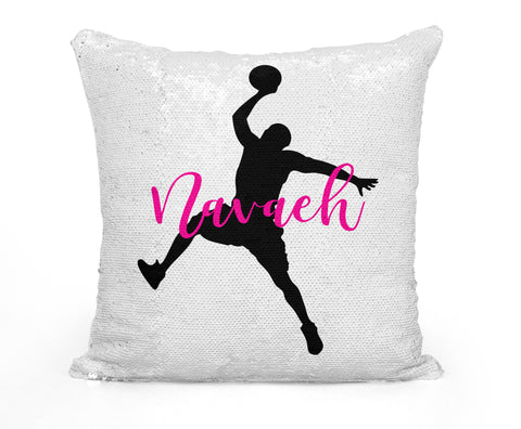 Custom Personalized BASKETBALL PLAYER Sequin Mermaid Flip Pillow