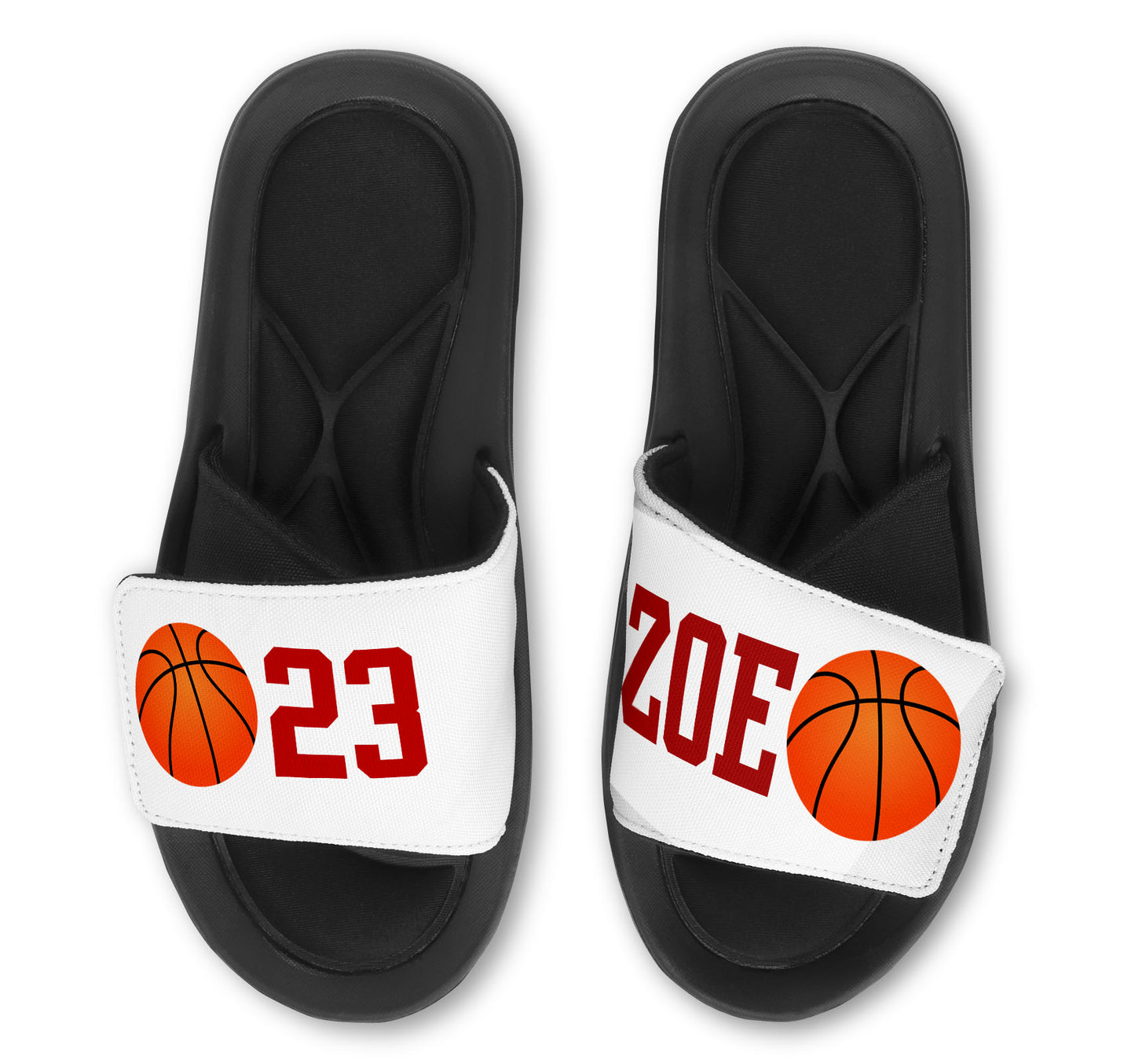 BASKETBALL Slides (Single Ball) - Customize with Your Name and/or Number