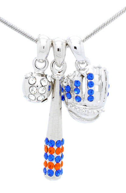 Bat/CLEAR Ball/Glove Combo Necklace