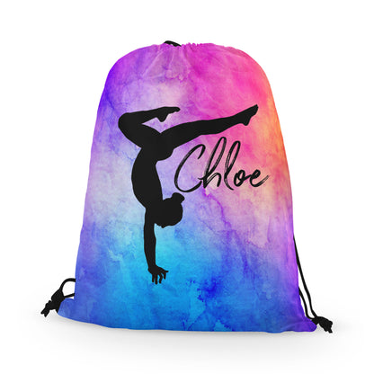 Personalized Gymnast Stag Pose Drawstring Bag, Perfect Gymnast Gift!