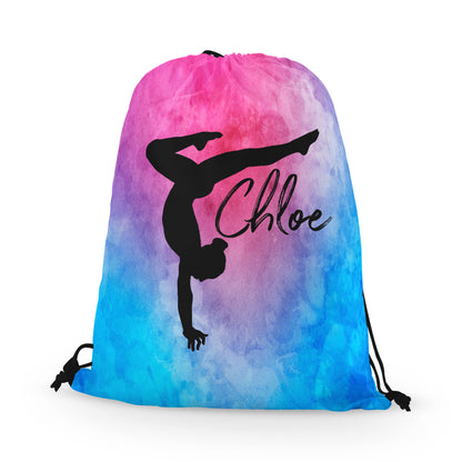 Personalized Gymnast Stag Pose Drawstring Bag, Perfect Gymnast Gift!