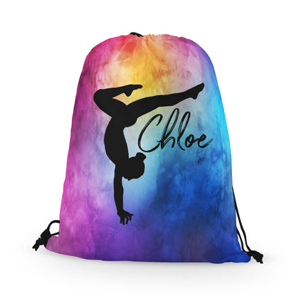 Personalized Gymnast Stag Pose Drawstring Bag, Perfect Gymnast Gift!