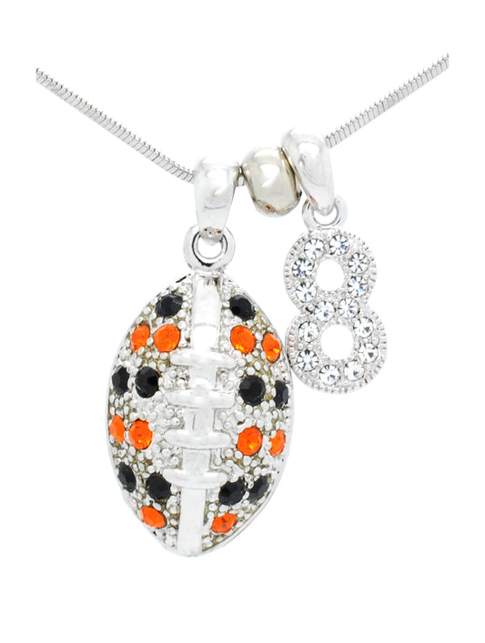 Football Necklace Large with 1 DIGIT - Black/Orange