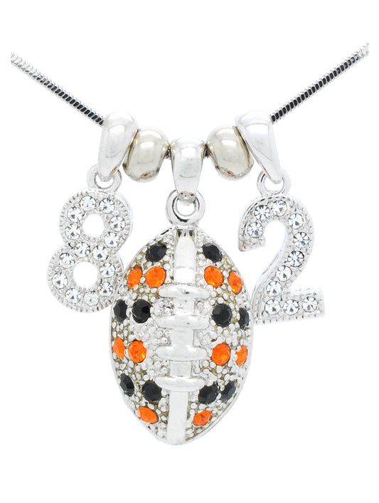 Football Necklace Large with 2 DIGITS - Black/Orange
